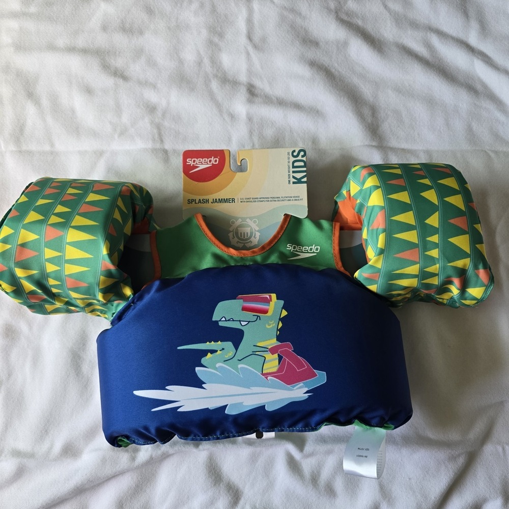 Speedo Splash Jammer - US Coast Guard Approved - 30-50lbs - Dinosaur Jet ski NWT
